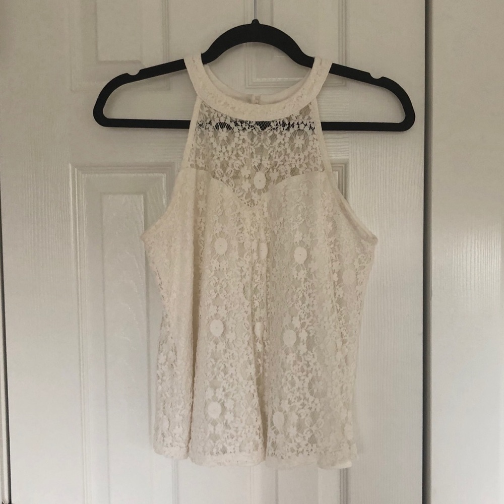 Beautiful White Lace Halter Top